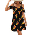 courte à épaules dénudées et manches à volants, style pizza, pour femme.