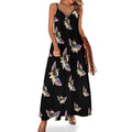 longue maxi licorne à ailes de carlin pour femme, robe d'été sans manches, robe de plage